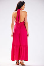 Awama Viscose Tie-Neck Long Daydress with Frilled Hem