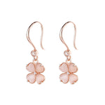 Azalea 925 Sterling Silver Rose Gold Pink Four Leaf Clover Earrings