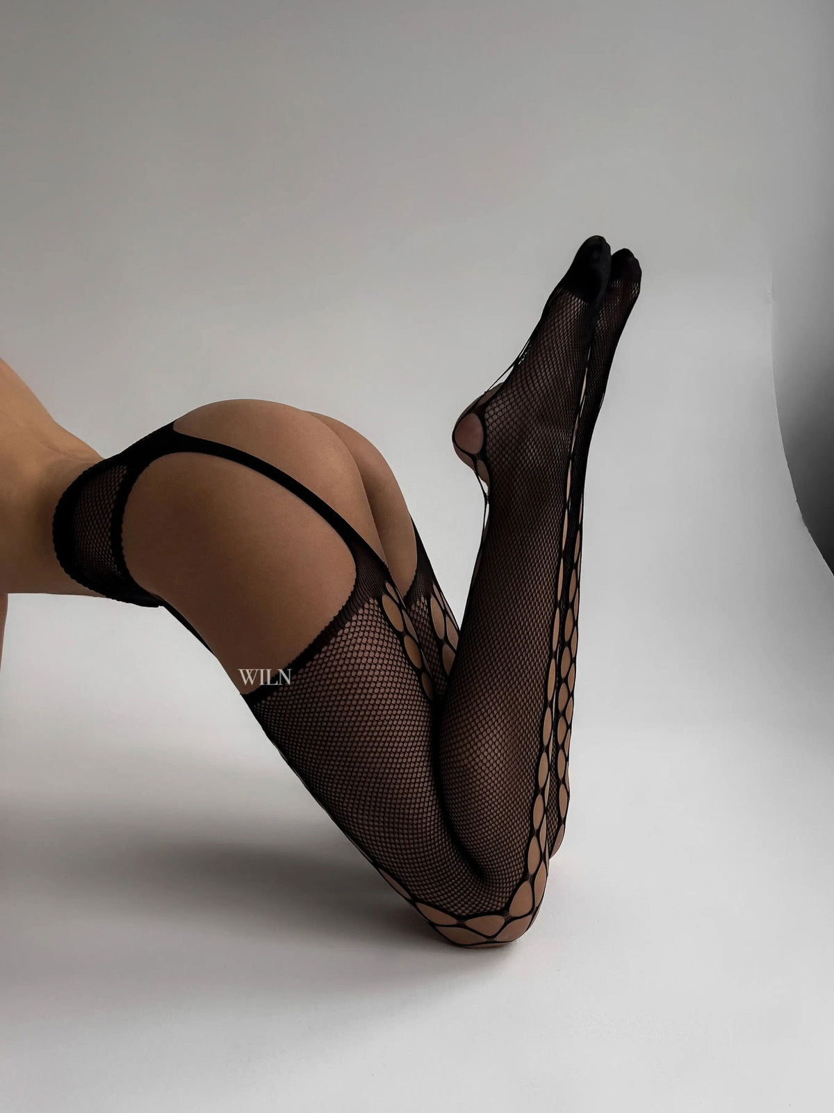 BAIT Black Rhinestone Fishnet Stockings One Size