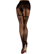 Ballerina Tights with Faux Suspenders & Straps Nero Black
