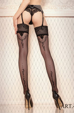 Ballerina 423 Lace Trim Band 20 Denier Hold Ups Nero Black