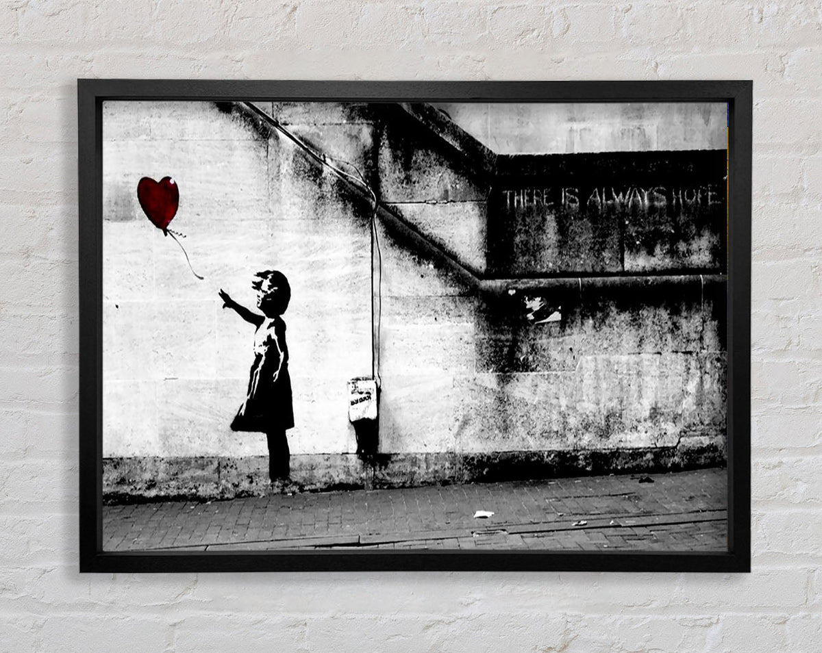 Banksy Red Heart Balloon Girl Artwork Standard Black