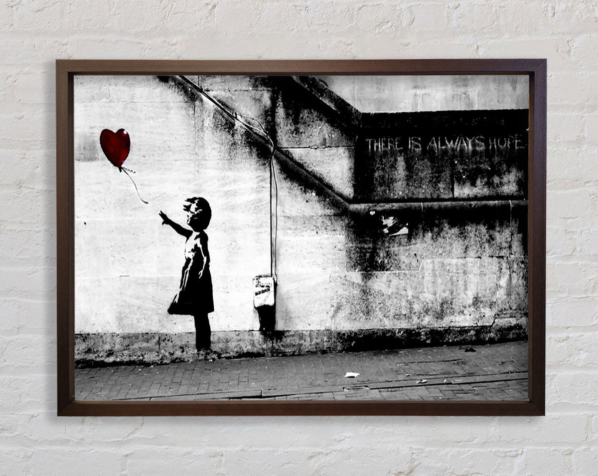 Banksy Red Heart Balloon Girl Artwork Standard Walnut