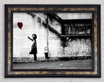 Banksy Red Heart Balloon Girl Artwork Galway Black With Gold