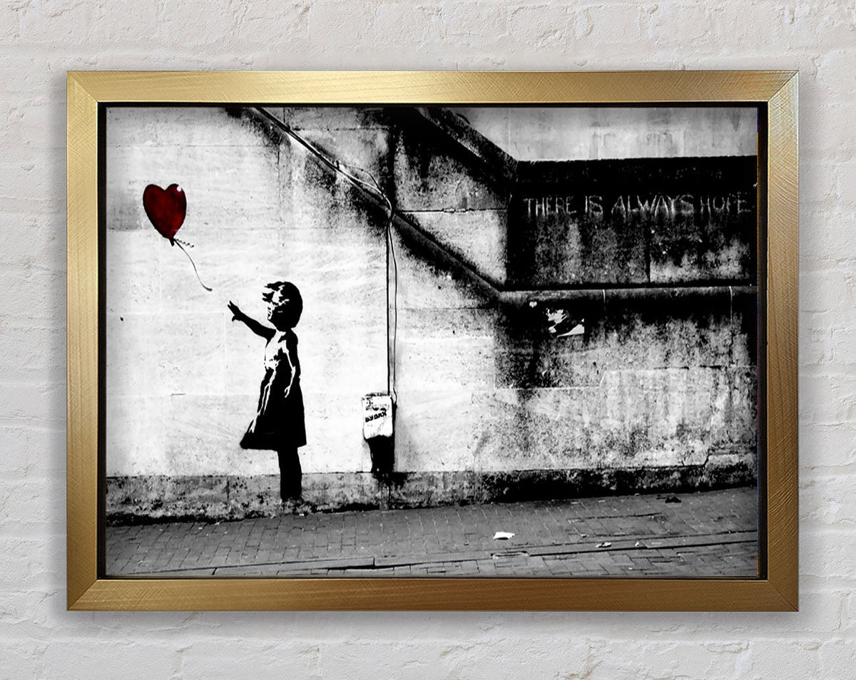 Banksy Red Heart Balloon Girl Artwork Ventura Gold