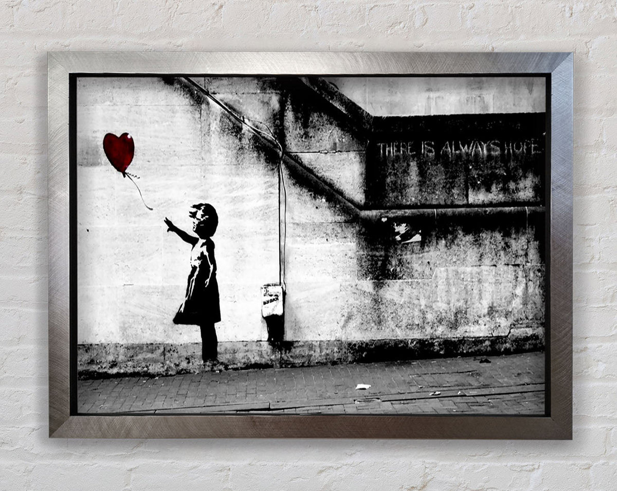 Banksy Red Heart Balloon Girl Artwork Ventura Silver