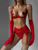 BARBIE Red Waist Cinching Mesh 5 Piece Lingerie Set