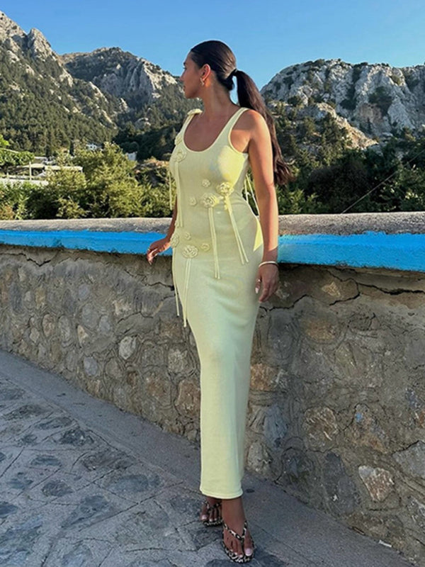 Beach Dress Knitted Floating Flower Beach Bikini Swimsuit Beach Cover-up