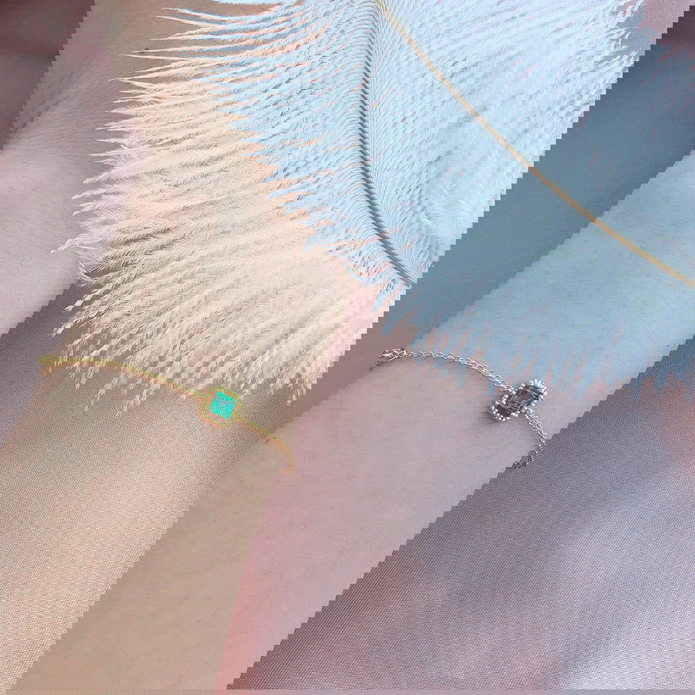 Beatrice 925 Sterling Silver Green Emerald Gem Bracelet