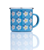 Enamelhappy Beautiful Colourful Retro Floral Enamel Mug - Various Colours Ocean 8cm