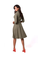 BeWear Envelope Cut Flared Daydress with Shawl Collar and Belt