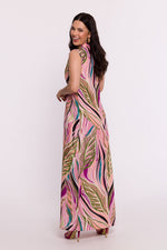 BeWear Sleeveless Maxi Daydress with V-Shaped Neckline and Original Print