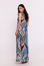 BeWear Sleeveless Maxi Daydress with V-Shaped Neckline and Original Print