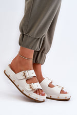 Big Star Eco-Leather Platform Flip-Flops with Double Straps white