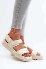 Big Star Eco-Leather Platform Velcro Sandals beige