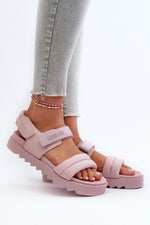 Big Star Eco-Leather Platform Velcro Sandals pink