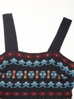 Black Long Strap Dress Ethnic Style Embroidery Dress