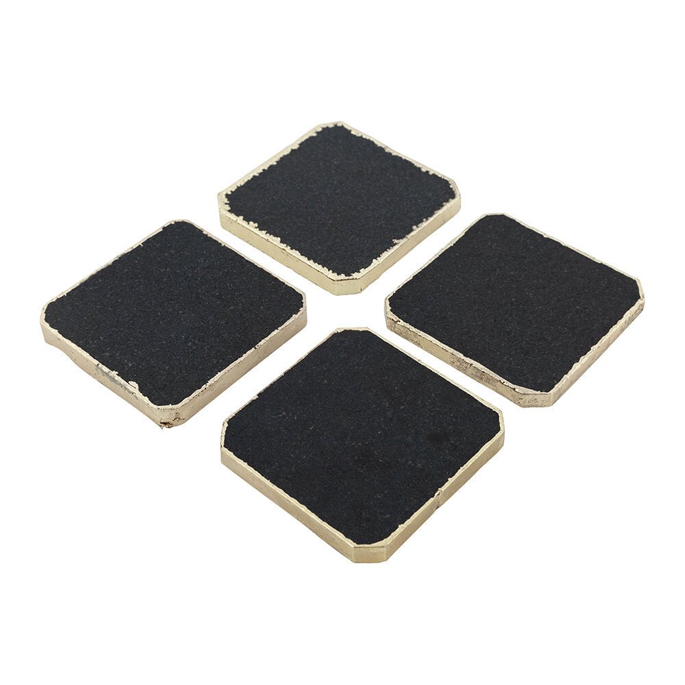 Black Onyx Coaster With Gold Edge (Set of 2)