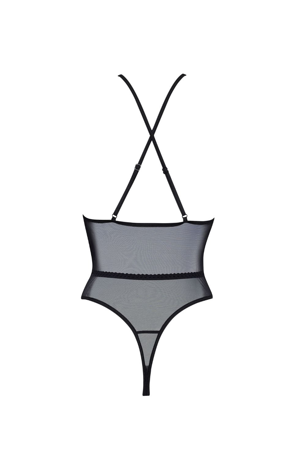 Beauty Night Norah Transparent Lace Front Cutout Teddy Black