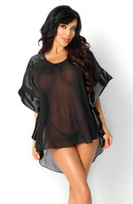 Beauty Night Marlene Satin Flared Sleeve Lace Insert Peignoir Turquoise