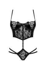 Beauty Night Nirvina Lace and Shiny Latex Lingerie Set Black