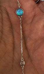 Bracelets with Opal stones Silver - Blue - Round Opal with Zircon