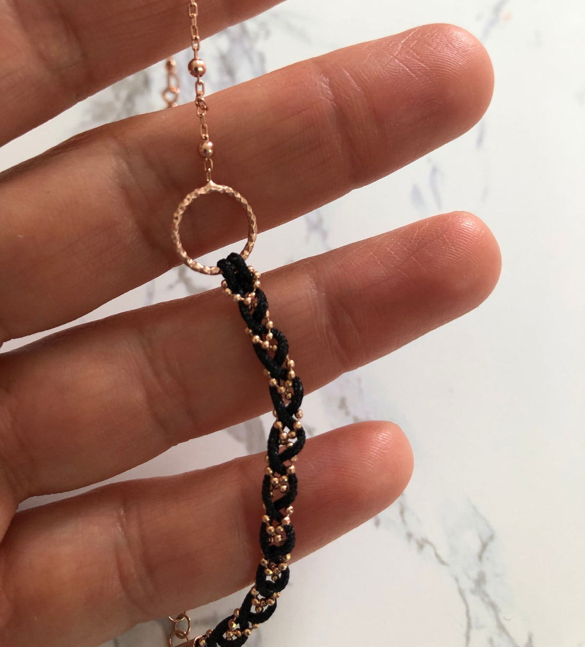 Braided Bracelets with Chain Black