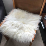 British Sheepskin Seat Cover Ivory Cream White Square 37cm