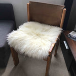 British Sheepskin Seat Cover Ivory Cream White Square 37cm