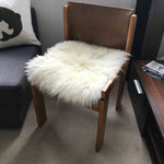 British Sheepskin Seat Cover Ivory Cream White Square 37cm
