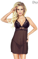 Provocative Gold Collection Candy Moon Black Tulle Lace Chemise & Thong Set