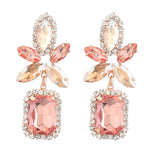 Carmela Diamond Flower Square Geometric Statement Earrings Gold Pink