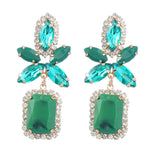 Carmela Diamond Flower Square Geometric Statement Earrings Green