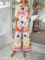 Casual Boho Holiday Style Contrast Print Wide Leg Trouser & Top Co-ord Set