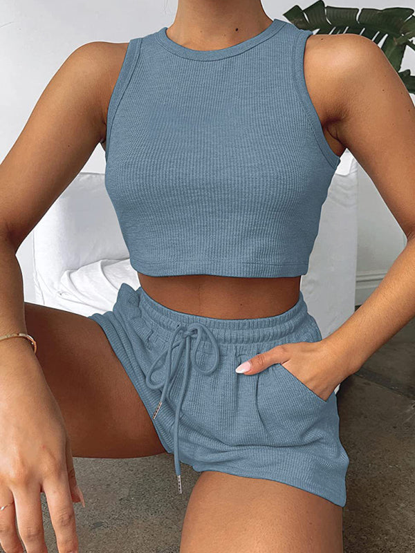 Casual Sleeveless Top & Shorts Loungewear Set