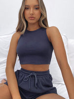 Casual Sleeveless Top & Shorts Loungewear Set Champlain color