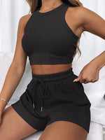 Casual Sleeveless Top & Shorts Loungewear Set Black