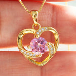 Cecelia Pink Moissanite Women's Sterling Silver Gold Plated Necklace