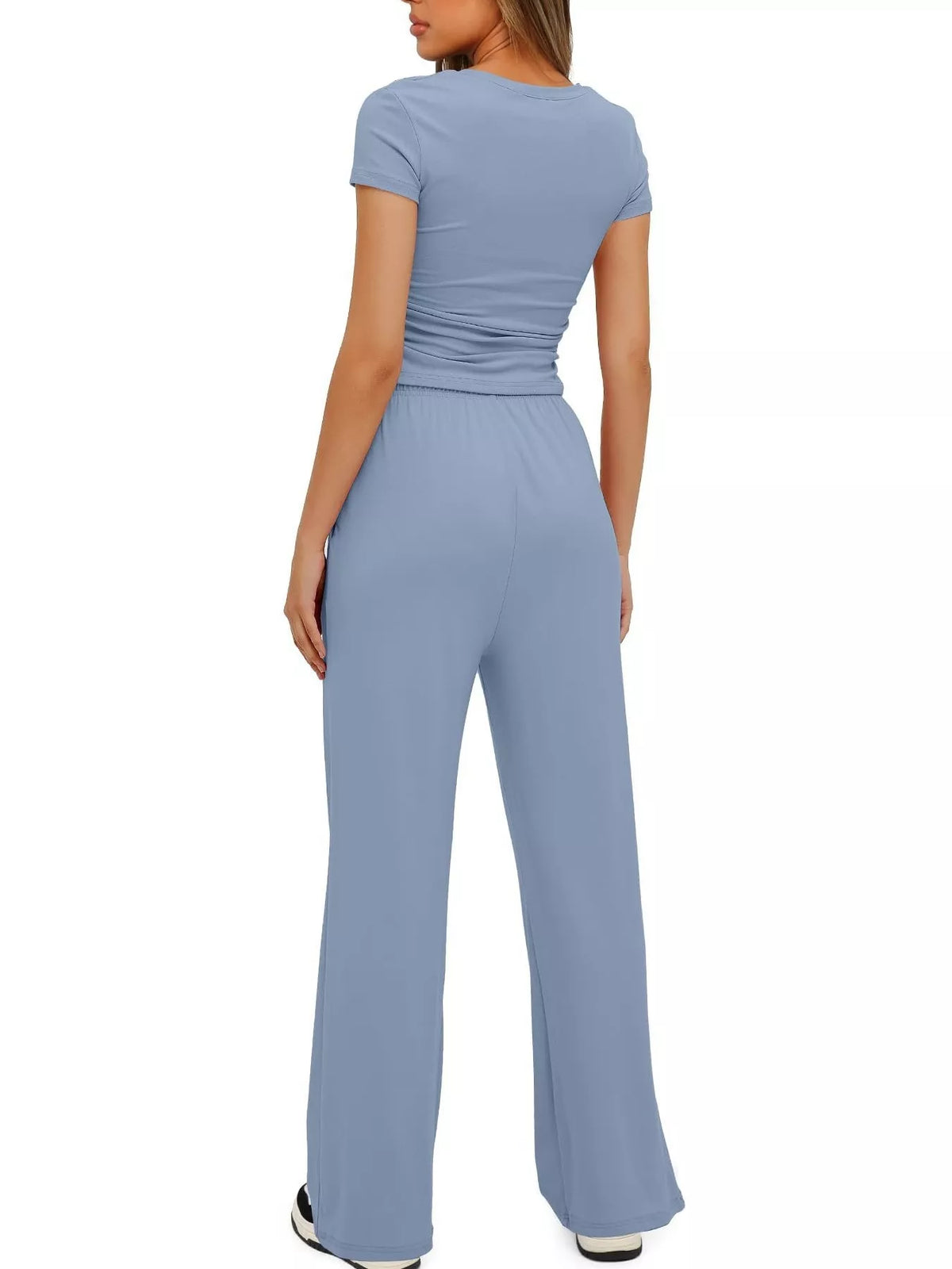 Round Neck Short Sleeve T-Shirt and Pants Two-piece Loungewear Set