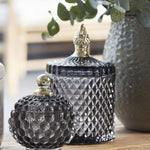 Charcoal Grey Pressed Glass Jar