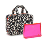 'Charlotte' Hanging Traveller Wash Bag in Leopard Tan