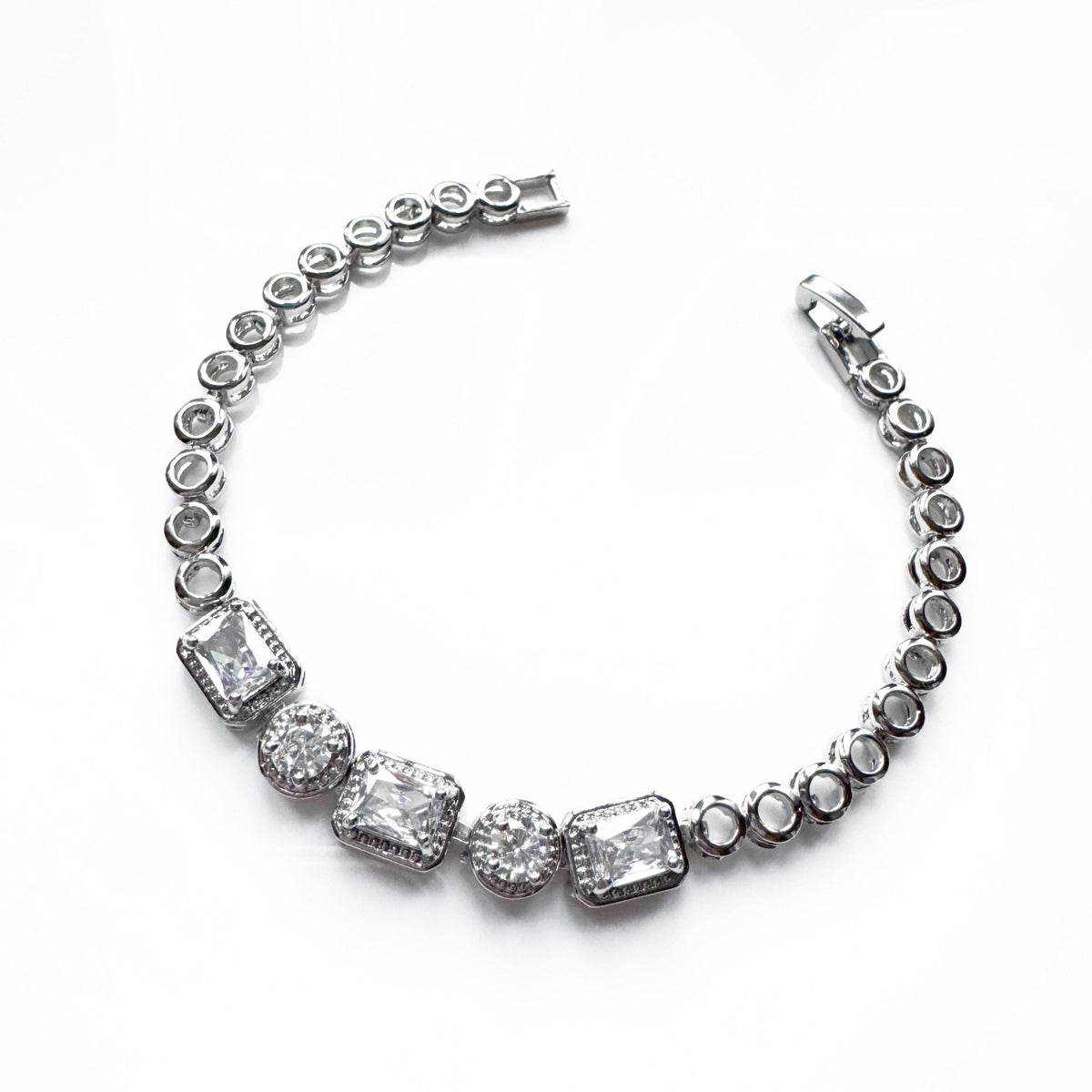 Cielle Silver Clear Statement Jewel Bracelet