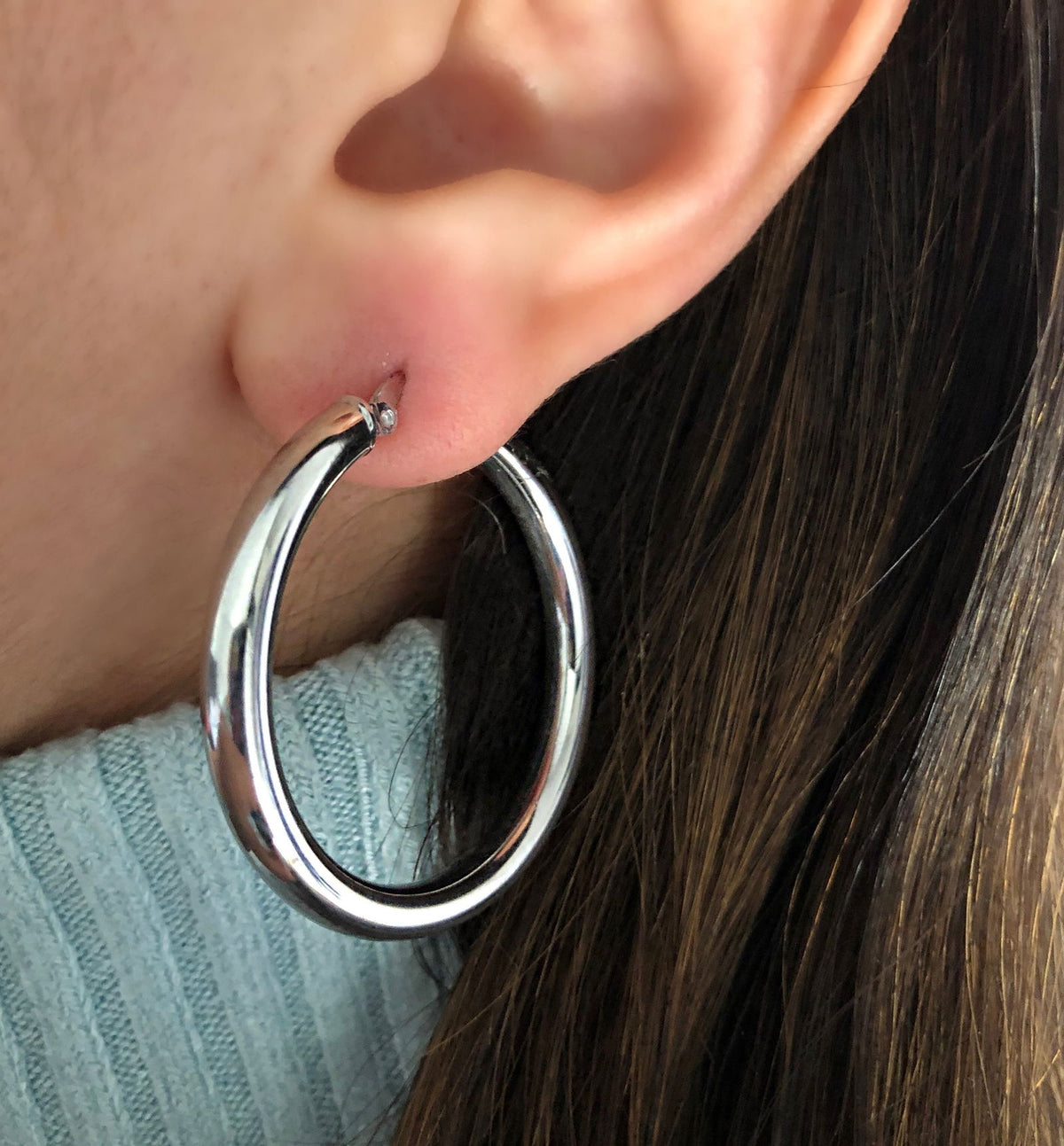 Classic Hoop Earrings in Silver or Rose Gold