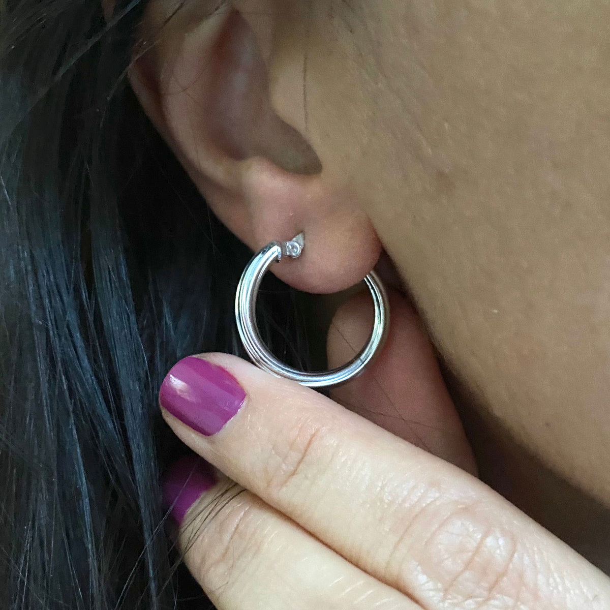 Classic Hoop Earrings in Silver or Rose Gold