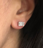 Classic Zircon Studs Rectangular stone on silver frame