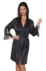 Irall Cleopatra Satin Chiffon Dressing Gown Black