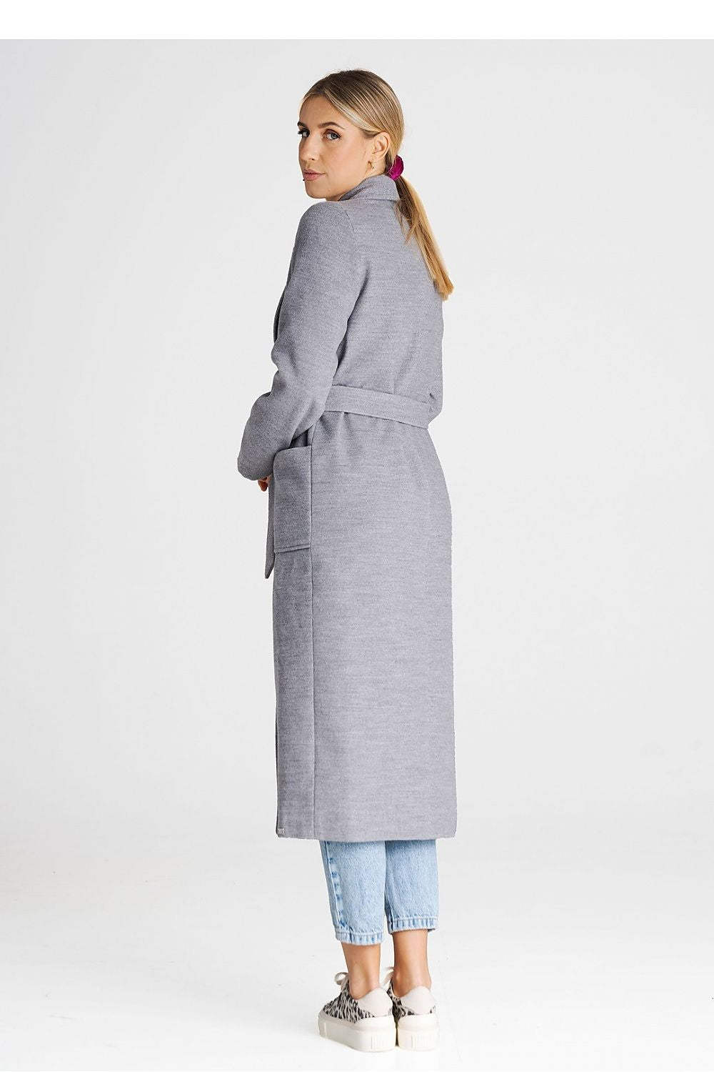 Figl Long Belted Straight Cut Coat