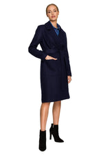 Moe Belted Fleece Classic Coat navy blue