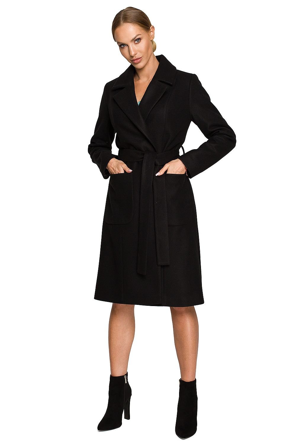 Moe Belted Fleece Classic Coat black