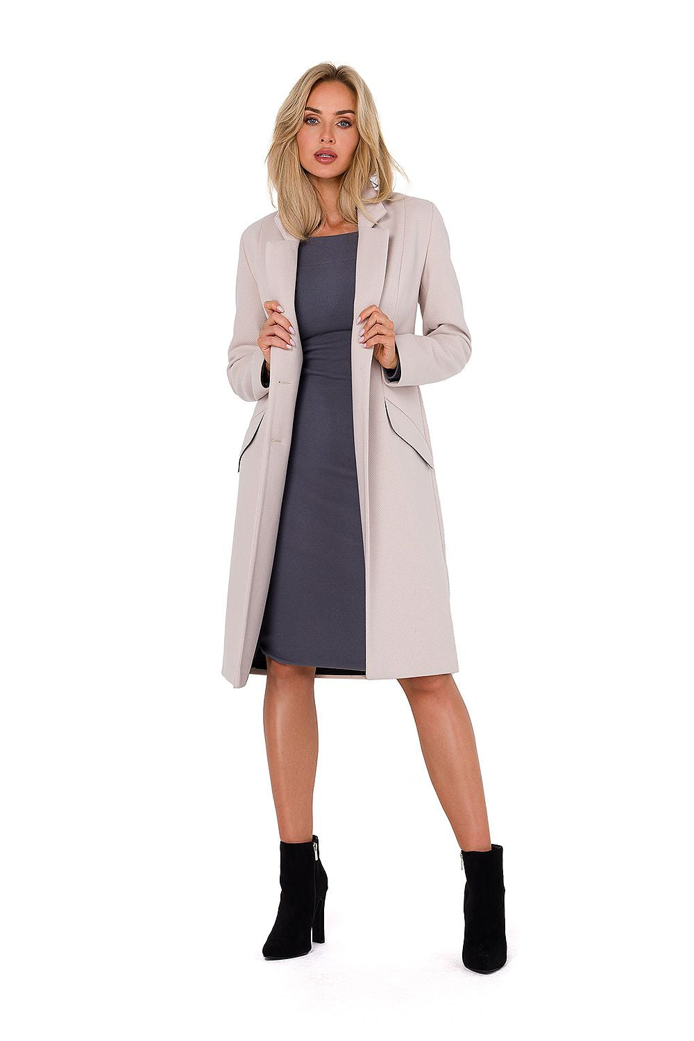 Moe Fleece Classic Cut Coat beige 2